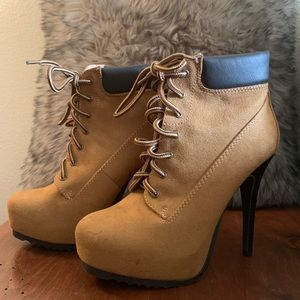 Women’s timberland style boots with stiletto heel